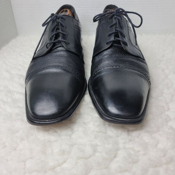 Bettaccini Oxford Men\'s Size 12 Cap Toe Black Leather Hand Made Dress Shoes 6901 main image 11